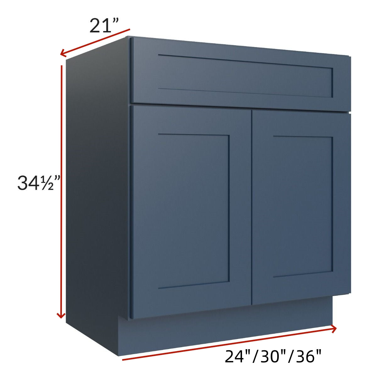 30" Bathroom Vanity, White Shaker Vanity, Double Door Cabinet