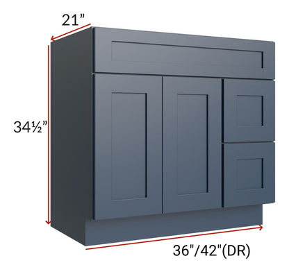 36"Bathroom Vanity, White Shaker Vanity, Double Door Cabinet, Single Sink Base Vanity - 36"/42" W x 34.5"H x 21"D