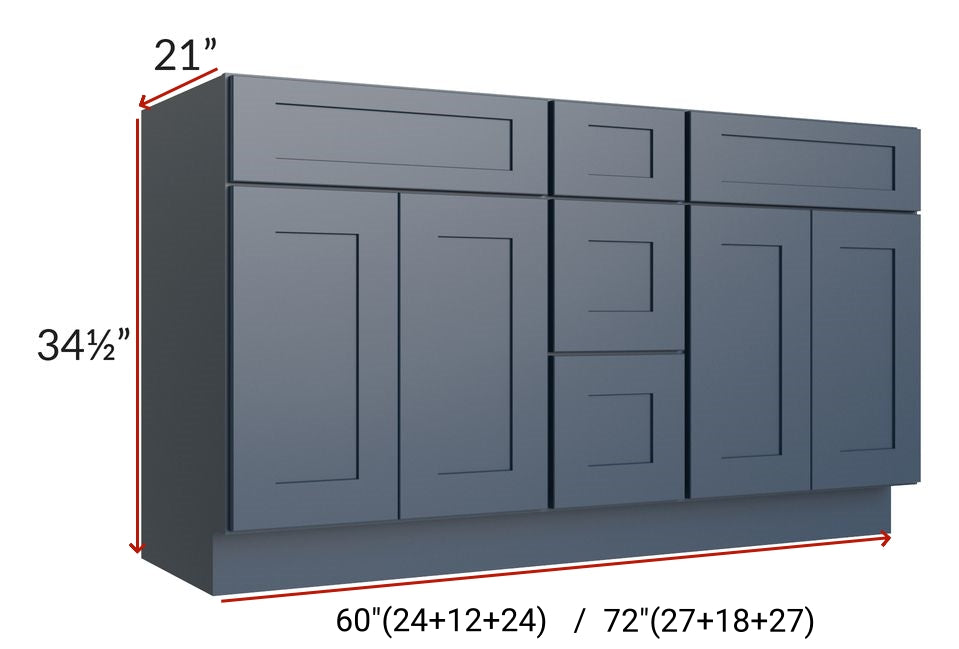 60 Inch Bathroom Vanity, Double Sink Vanity, White Shaker Cabinet, Solid Wood Bathroom Furniture, Drawers Vanity, Bathroom Storage, Utility