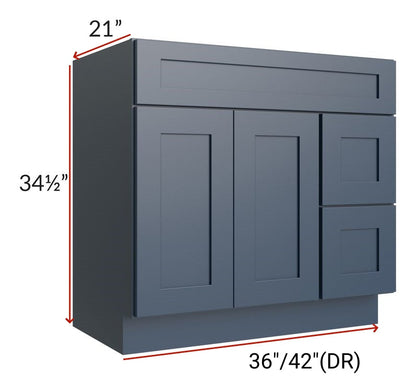 42"Bathroom Vanity, White Shaker Vanity, Double Door Cabinet, Single Sink Base Vanity - 42" W x 34.5"H x 21"D