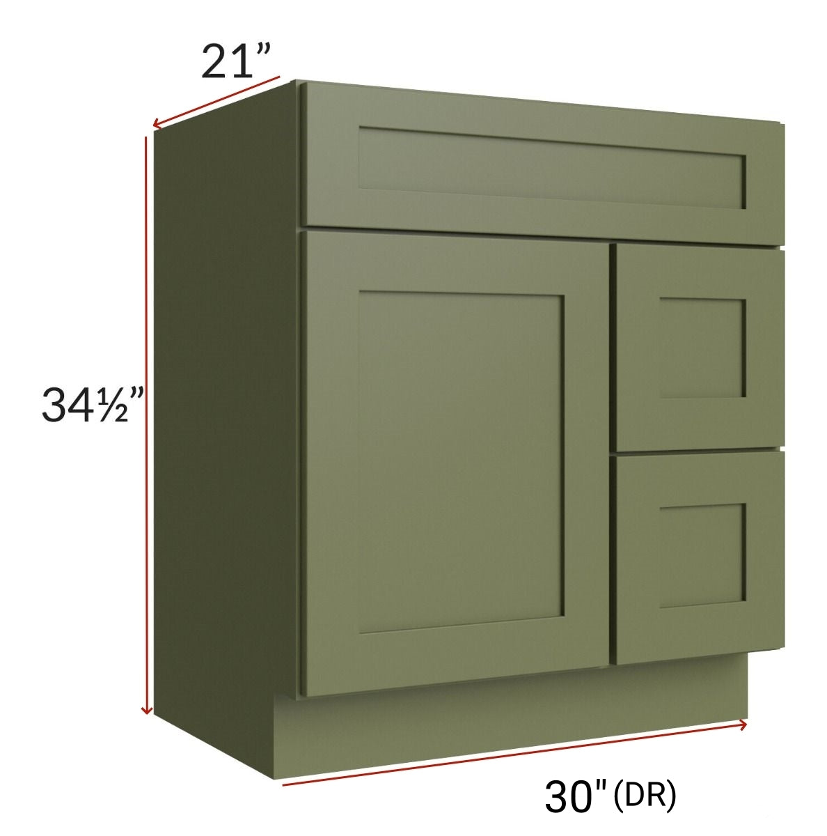 30" Bathroom Vanity, White Shaker Vanity, Double Door Cabinet