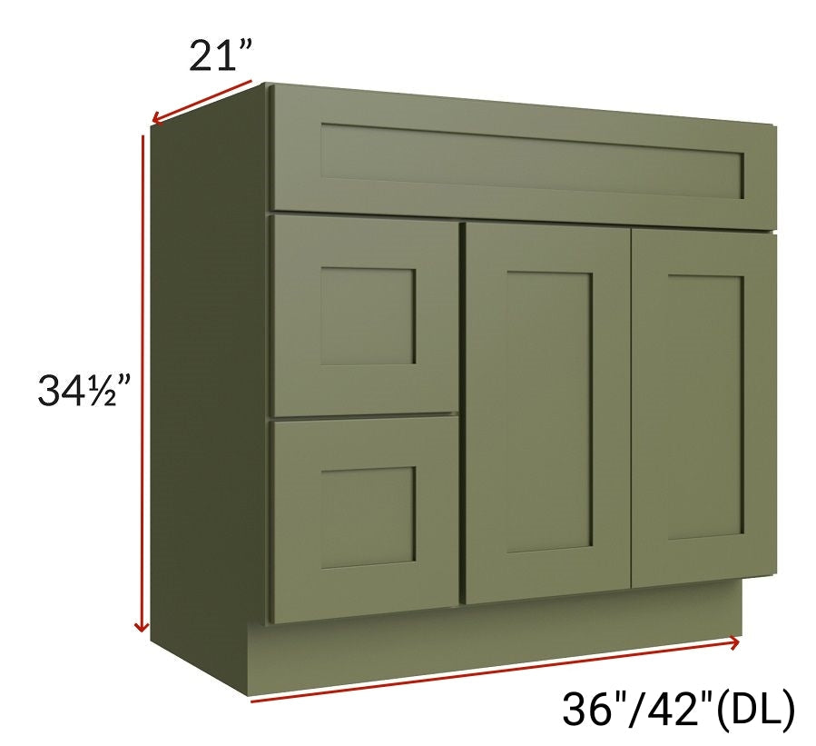 36"Bathroom Vanity, White Shaker Vanity, Double Door Cabinet, Single Sink Base Vanity - 36"/42" W x 34.5"H x 21"D