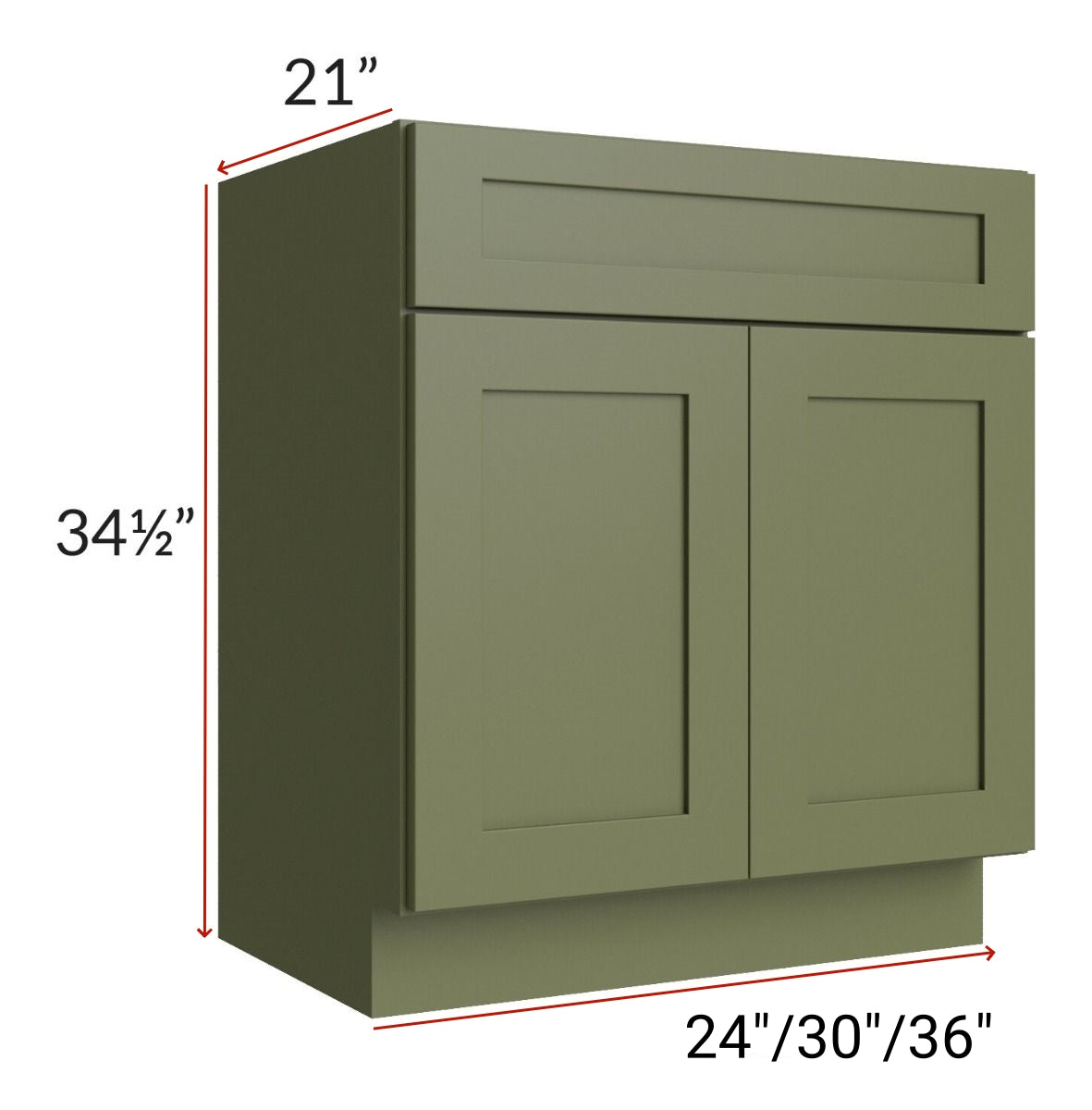 24" Bathroom Vanity, White Shaker Vanity, Double Door Cabinet