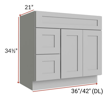 36"Bathroom Vanity, White Shaker Vanity, Double Door Cabinet, Single Sink Base Vanity - 36"/42" W x 34.5"H x 21"D