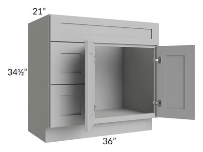 36"Bathroom Vanity, White Shaker Vanity, Double Door Cabinet, Single Sink Base Vanity - 36"/42" W x 34.5"H x 21"D