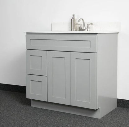 36"Bathroom Vanity, White Shaker Vanity, Double Door Cabinet, Single Sink Base Vanity - 36"/42" W x 34.5"H x 21"D