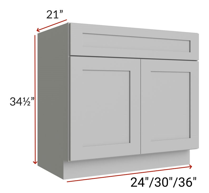 36" Bathroom Vanity, White Shaker Vanity, Double Door Cabinet