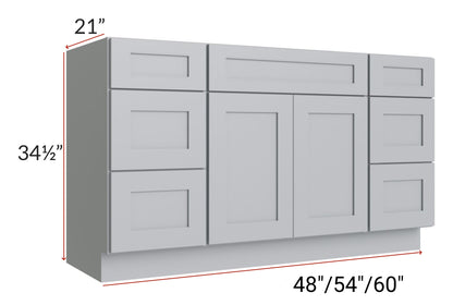 48" Bathroom Vanity, White Shaker Vanity, Double Door Cabinet, Single Sink Base Vanity -48" W x 34.5"H x 21"D