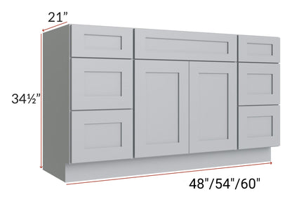 54" Bathroom Vanity, White Shaker Vanity, Double Door Cabinet, Single Sink Base Vanity -54" W x 34.5"H x 21"D