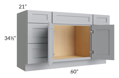 48" Bathroom Vanity, White Shaker Vanity, Double Door Cabinet, Single Sink Base Vanity -48" W x 34.5"H x 21"D