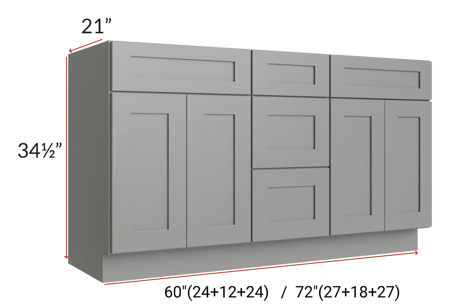 60 Inch Bathroom Vanity, Double Sink Vanity, White Shaker Cabinet, Solid Wood Bathroom Furniture, Drawers Vanity, Bathroom Storage, Utility