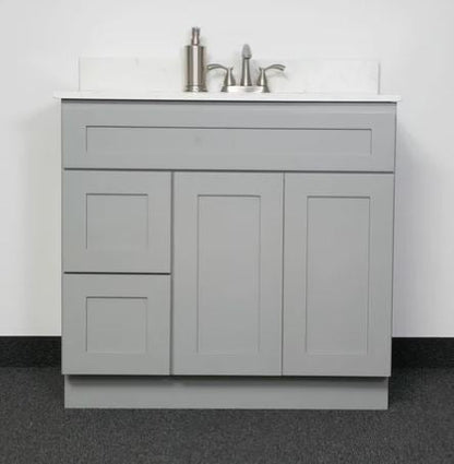 36"Bathroom Vanity, White Shaker Vanity, Double Door Cabinet, Single Sink Base Vanity - 36"/42" W x 34.5"H x 21"D