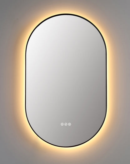 Mirror Shell 24-inch Matte Black (with LED Lighting)
