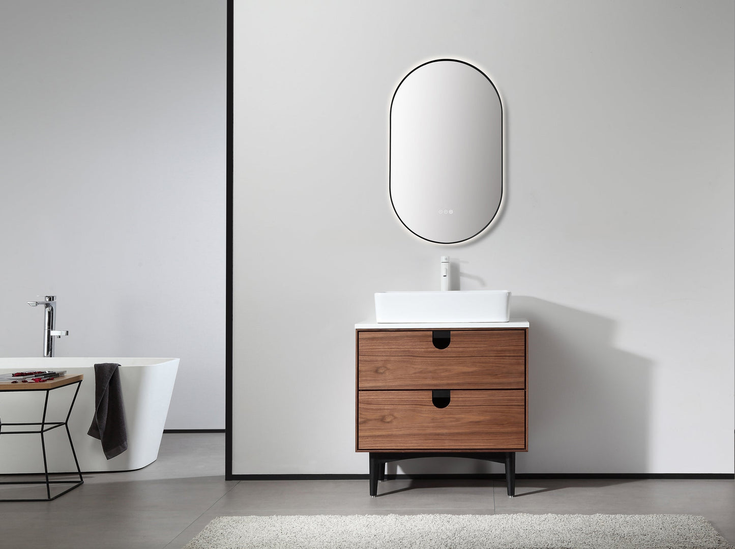 Mirror Shell 24-inch Matte Black (with LED Lighting)