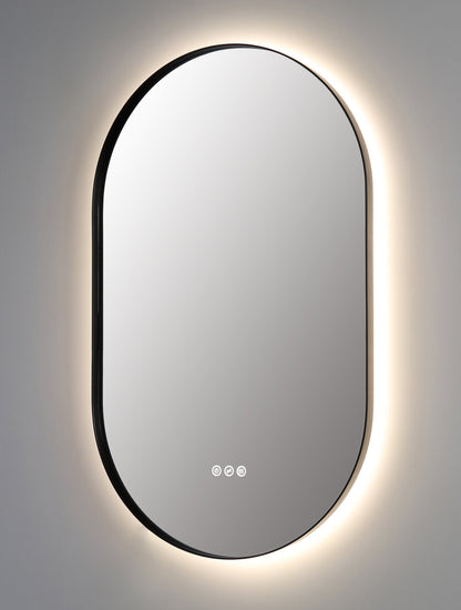 Mirror Shell 24-inch Matte Black (with LED Lighting)