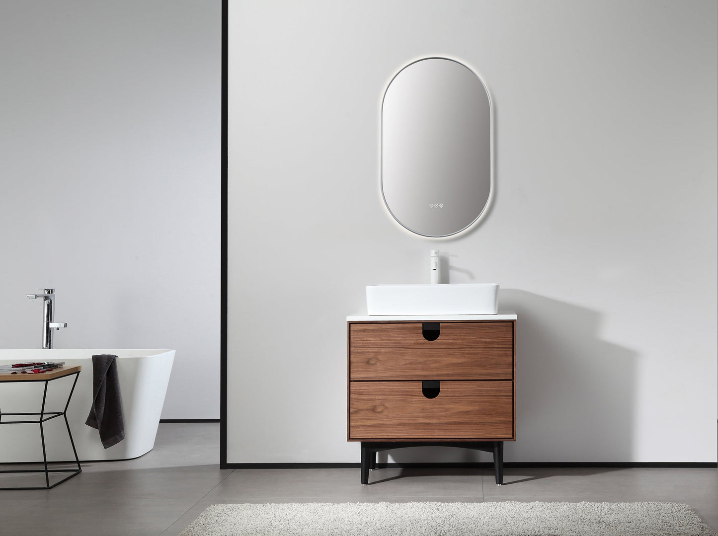 Mirror Shell 24-inch Matte White (with LED Lighting)