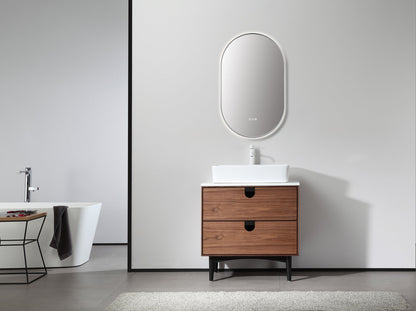 Mirror Shell 24-inch Matte White (with LED Lighting)