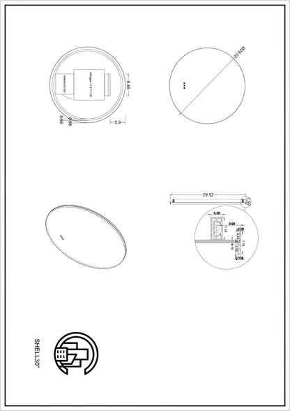 Mirror Shell 30-inch Matte White (with LED Lighting)