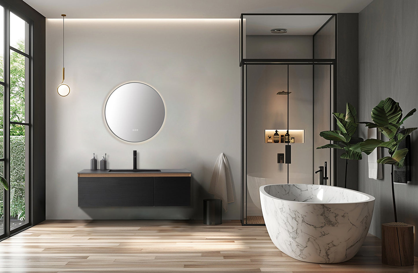 Mirror Shell 36-inch Matte White (with LED Lighting)
