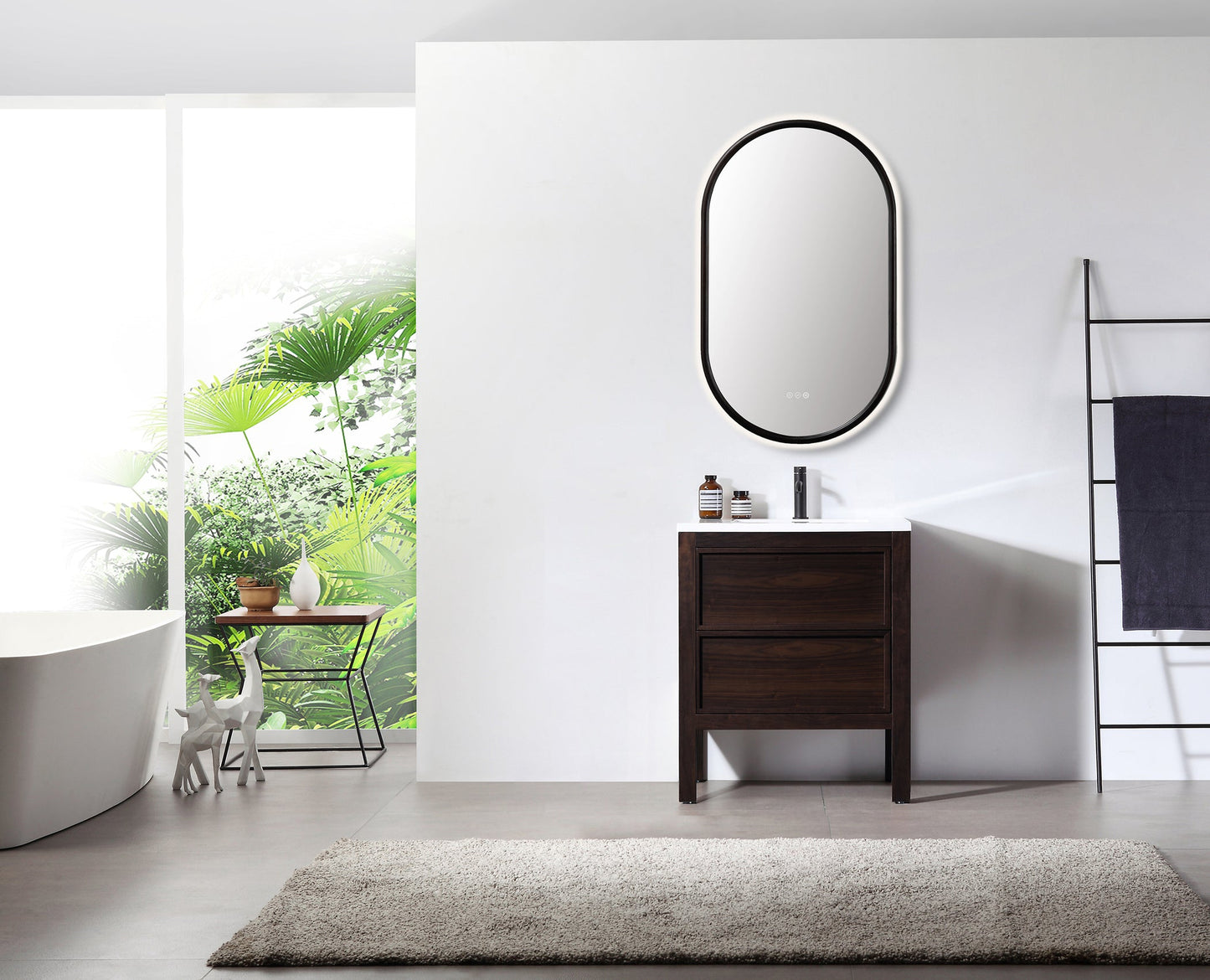 Mirror ZEN 24-inch Dark Walnut (with LED Lighting)