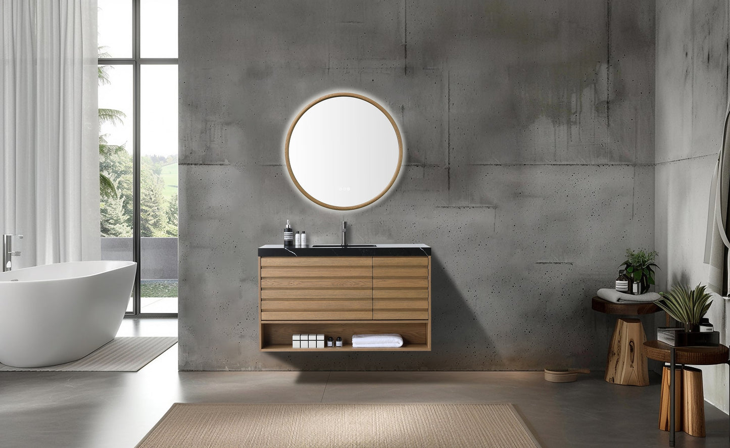 Mirror ZEN 36-inch Pecan Oak (with LED Lighting)