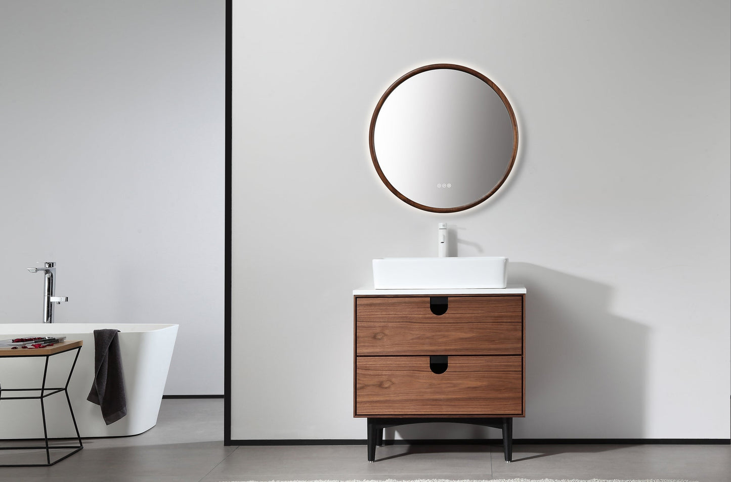 Mirror ZEN 30-inch Walnut (with LED Lighting)