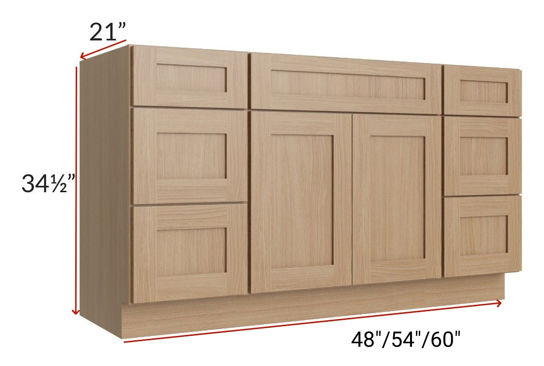 48" Bathroom Vanity, White Shaker Vanity, Double Door Cabinet, Single Sink Base Vanity -48" W x 34.5"H x 21"D