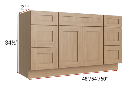 48" Bathroom Vanity, White Shaker Vanity, Double Door Cabinet, Single Sink Base Vanity -48" W x 34.5"H x 21"D