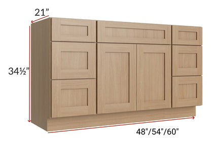 60"Bathroom Vanity, White Shaker Vanity, Double Door Cabinet, Single Sink Base Vanity -60"W x 34.5"H x 21"D