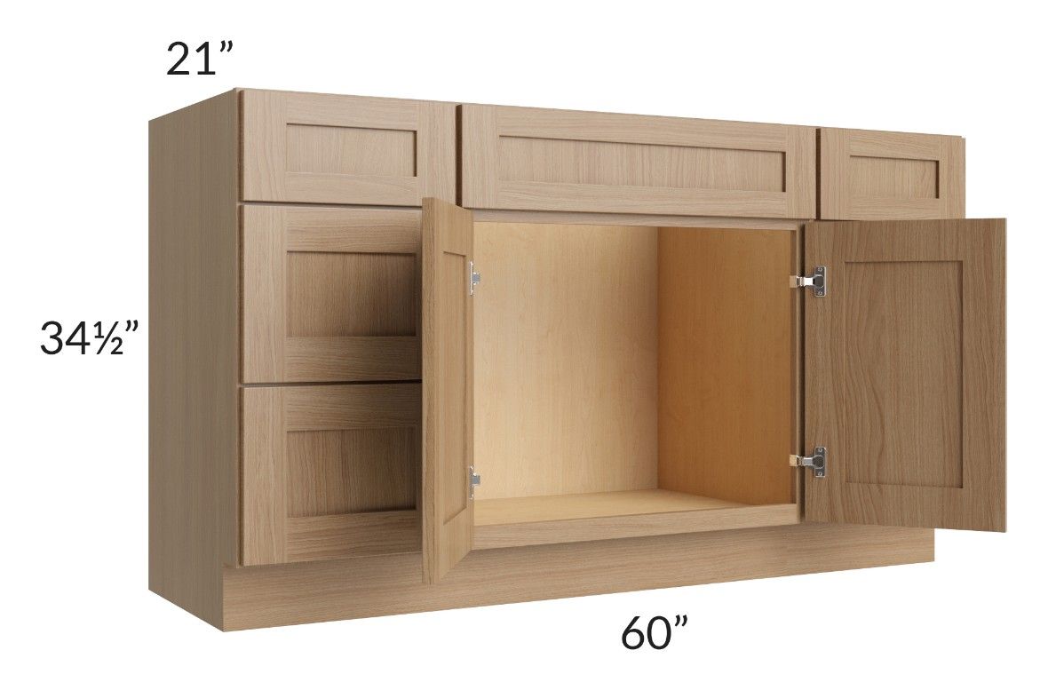 48" Bathroom Vanity, White Shaker Vanity, Double Door Cabinet, Single Sink Base Vanity -48" W x 34.5"H x 21"D