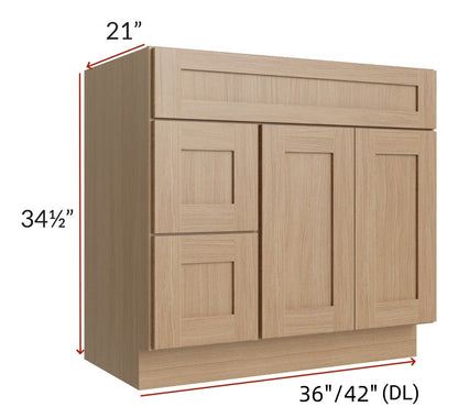 36"Bathroom Vanity, White Shaker Vanity, Double Door Cabinet, Single Sink Base Vanity - 36"/42" W x 34.5"H x 21"D