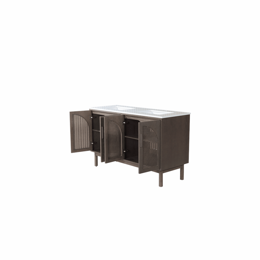NARA 60” CHESTNUT OAK MID-CENTURY FREESTANDING BATHROOM VANITY