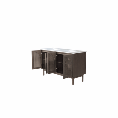 NARA 60” CHESTNUT OAK MID-CENTURY FREESTANDING BATHROOM VANITY