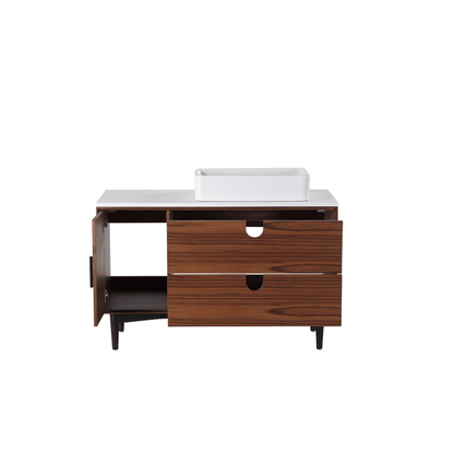 PORTREE 48” MATTE WHITE MID-CENTURY FREESTANDING BATHROOM VANITY