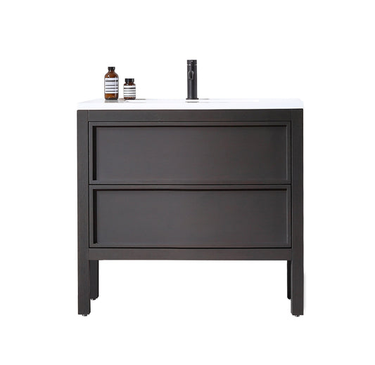 ANNECY 36” CHARCOAL OAK FREESTANDING MODERN BATHROOM VANITY