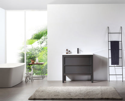 ANNECY 36” CHARCOAL OAK FREESTANDING MODERN BATHROOM VANITY