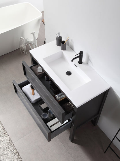 ANNECY 36” CHARCOAL OAK FREESTANDING MODERN BATHROOM VANITY