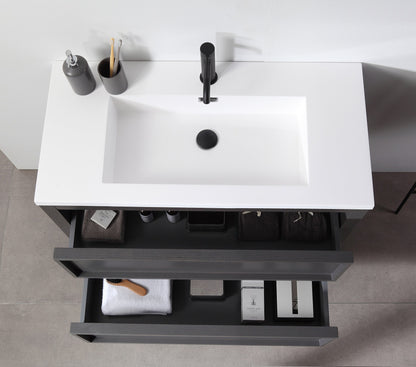 ANNECY 36” CHARCOAL OAK FREESTANDING MODERN BATHROOM VANITY