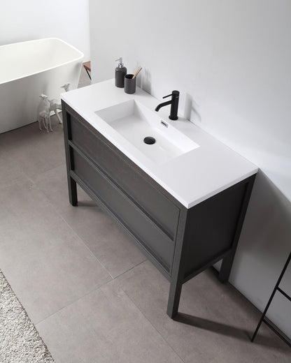ANNECY 48” CHARCOAL OAK FREESTANDING MODERN BATHROOM VANITY