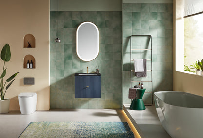 BARCELONA 24” DARK BLUE WALL MOUNT MODERN BATHROOM VANITY (BLACK COUNTERTOP)