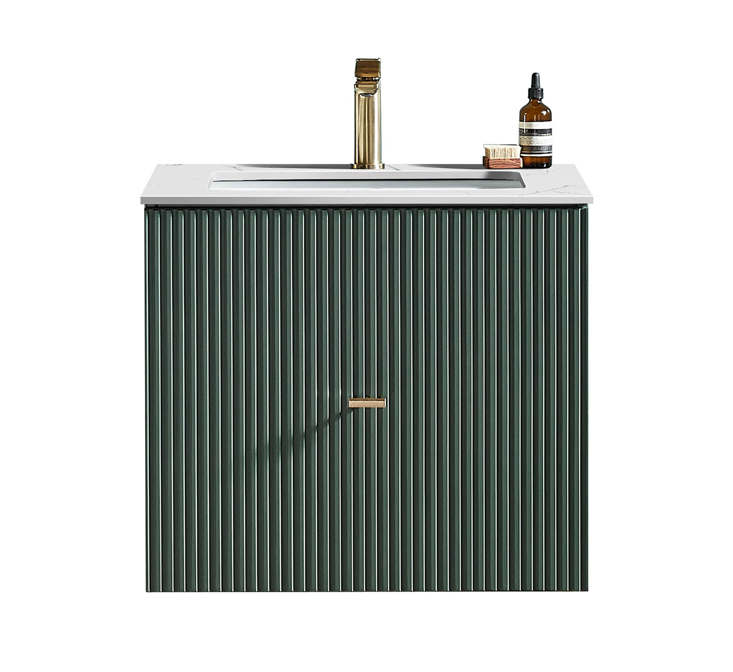 BARCELONA 24” FOREST GREEN WALL MOUNT MODERN BATHROOM VANITY (WHITE COUNTERTOP)