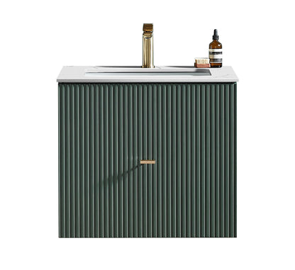 BARCELONA 24” FOREST GREEN WALL MOUNT MODERN BATHROOM VANITY (WHITE COUNTERTOP)