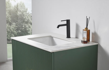 BARCELONA 30” FOREST GREEN WALL MOUNT MODERN BATHROOM VANITY (WHITE COUNTERTOP)