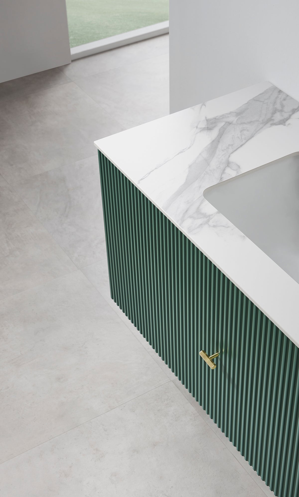 BARCELONA 42” FOREST GREEN WALL MOUNT MODERN BATHROOM VANITY (WHITE COUNTERTOP)