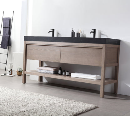BIBURY 72” CHESTNUT OAK FREESTANDING MODERN BATHROOM VANITY