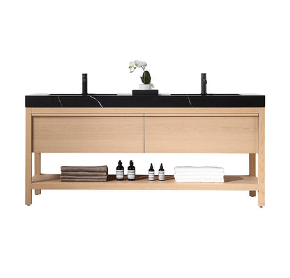 BIBURY 72” WHITEWASH OAK FREESTANDING MODERN BATHROOM VANITY