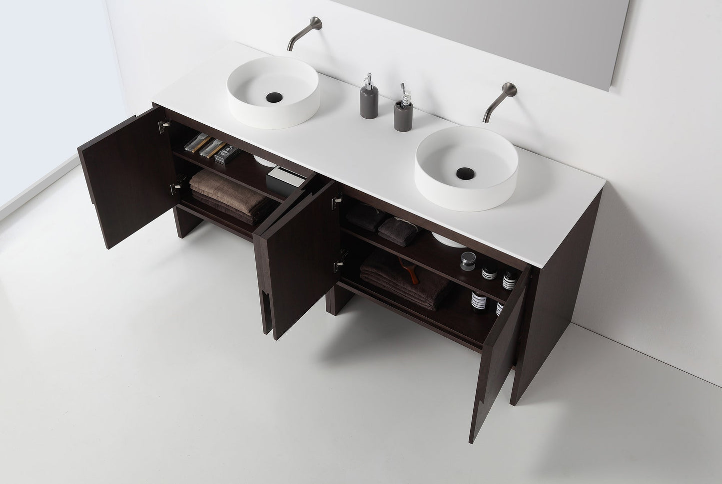 CELLE 72” DARK WALNUT FREESTANDING MODERN BATHROOM VANITY