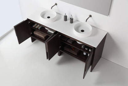 CELLE 72” DARK WALNUT FREESTANDING MODERN BATHROOM VANITY