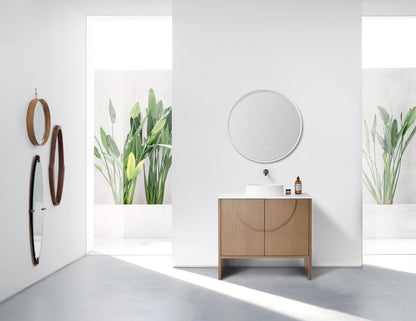 CELLE 36” PECAN OAK FREESTANDING MODERN BATHROOM VANITY