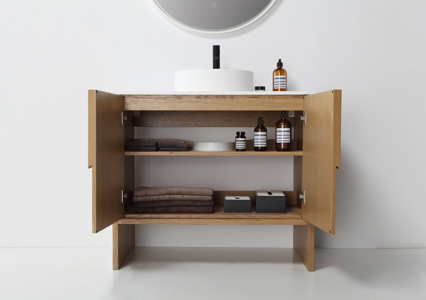 CELLE 36” PECAN OAK FREESTANDING MODERN BATHROOM VANITY